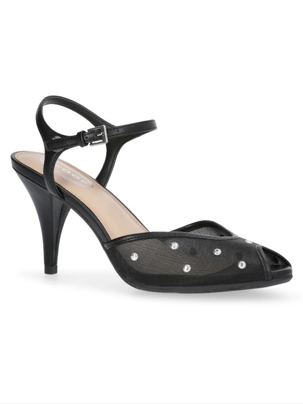 Scoop Studded Mesh Peep Toe Heels Size 8 Black New NWT